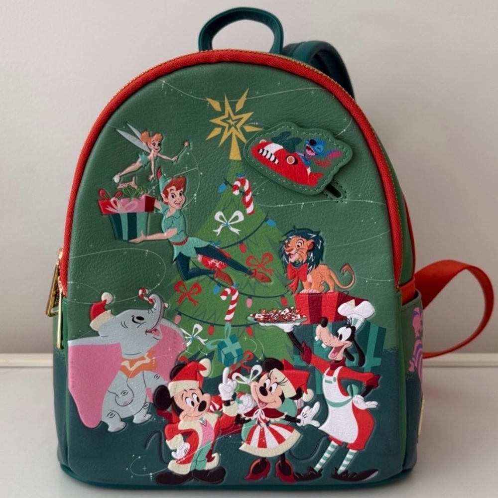 Disney Parks Loungefly Christmas Backpack Mickey & Friends Holiday NWOT